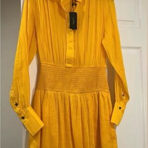 NEW/ Rag & bone / Bailey Smocked Mini Dress - Saffron, size XS/